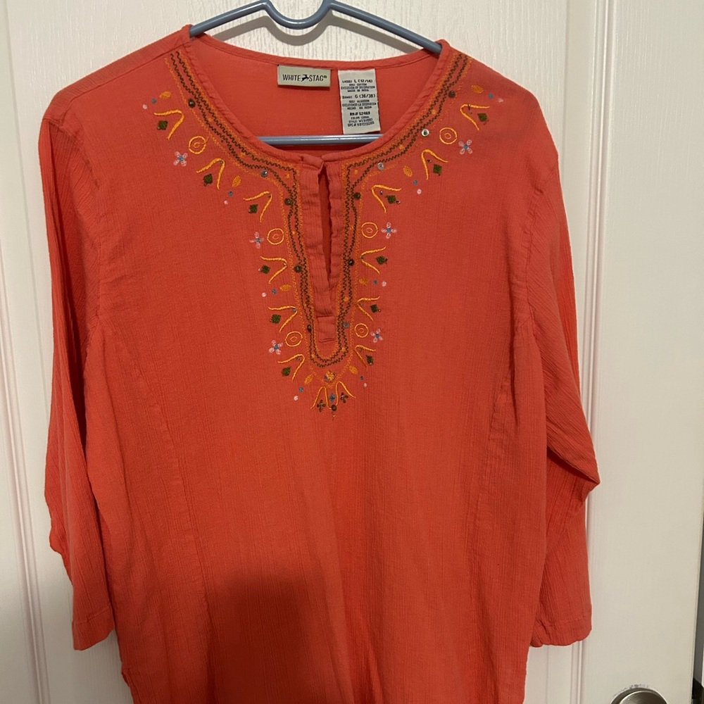 White Stag Orange Embroidered Tunic
